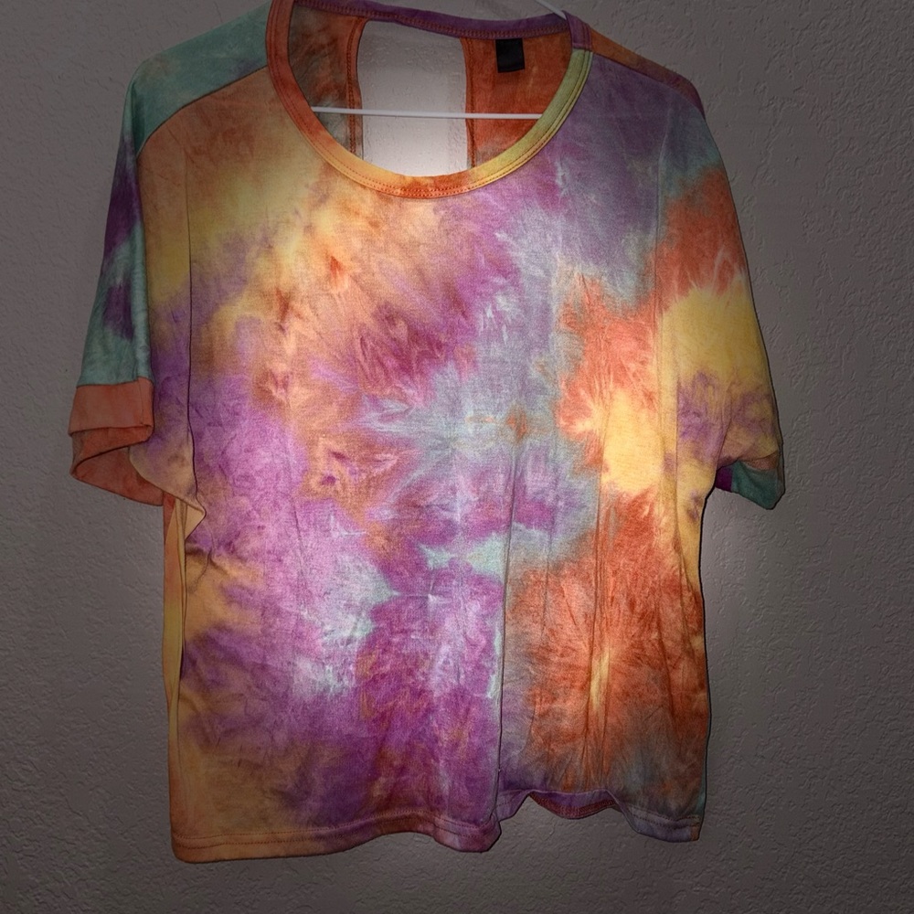 SHEIN Colorful Tie-Dye Short Sleeve Top